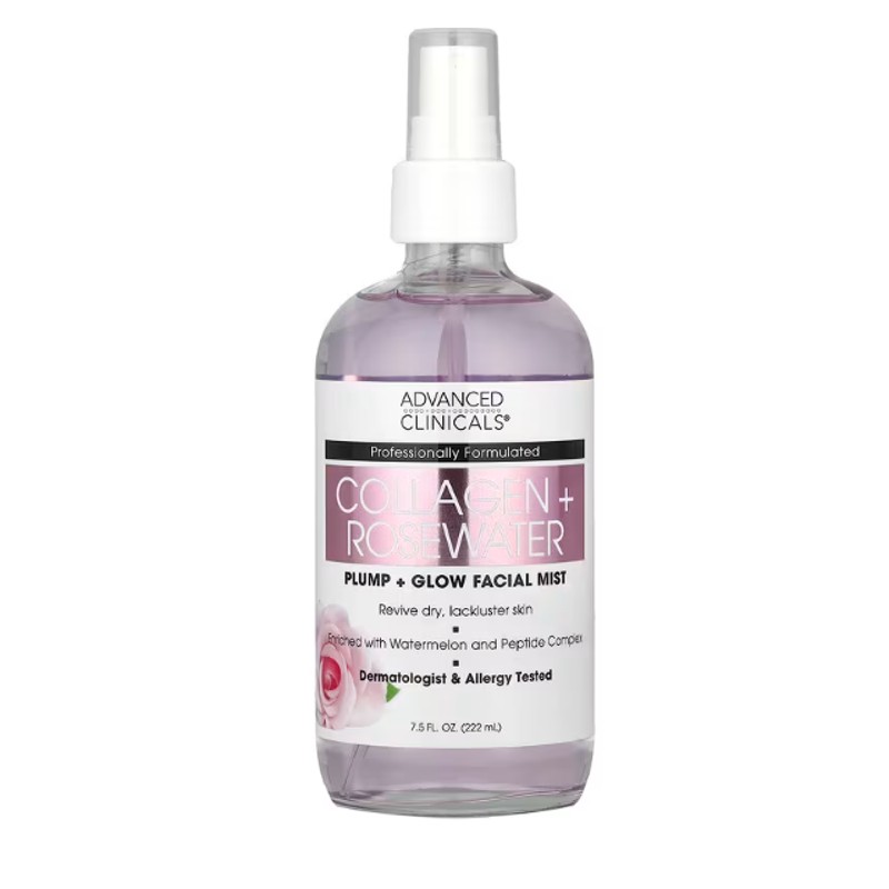 healthkoto-product-ADC-FM222 Advanced Clinicals, Collagen + Rosewater, Plump + Glow Facial Mist, 7.5 fl oz (222 ml) - Image 1