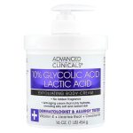 Advanced Clinicals, 10% Glycolic Acid, Lactic Acid, Exfoliating Body Cream, 16 oz (454 g)