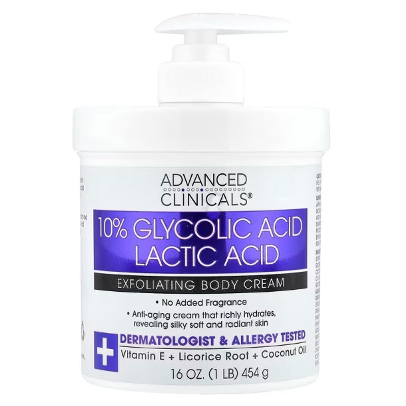 healthkoto-product-ADC-GA454 Advanced Clinicals, 10% Glycolic Acid, Lactic Acid, Exfoliating Body Cream, 16 oz (454 g) - Image 1