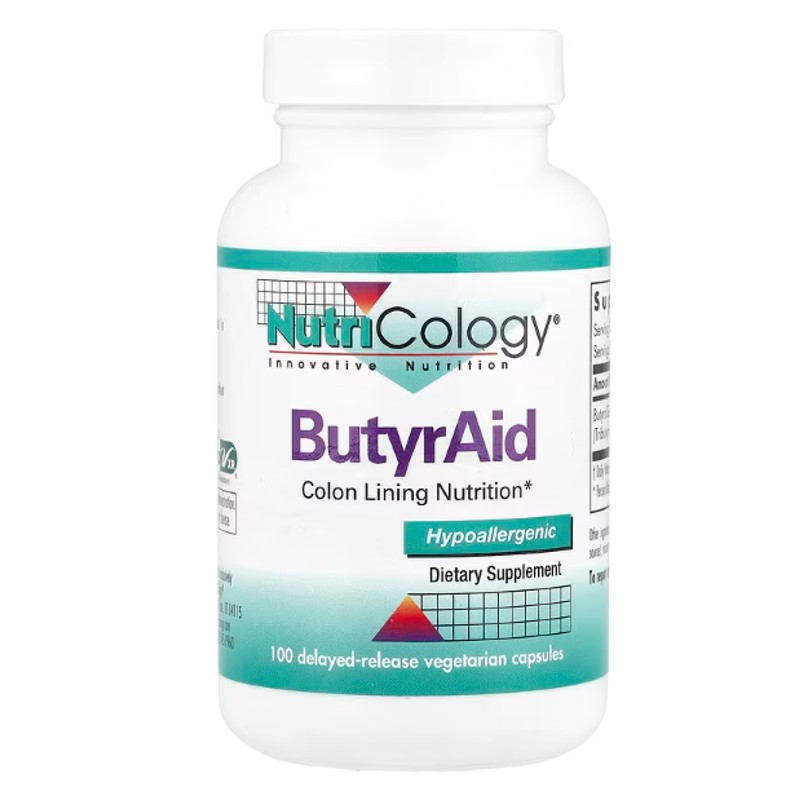 healthkoto-product-ARG-BA100 Nutricology, ButyrAid, 100 Delayed-Release Vegetarian Capsules - Image 1