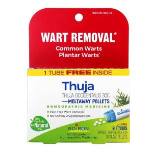 Boiron Thuja Occidentalis 30C Bonus Pack Wart Removal-Common Warts-Plantar Warts -- 240 Pellets