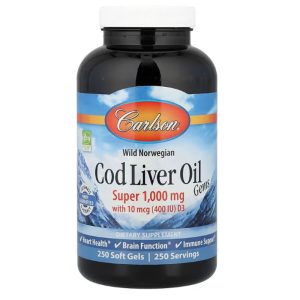 Carlson Labs, Wild Norwegian Cod Liver Oil Gems, Super, 1,000 mg, 250 Soft Gels