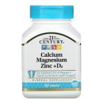 21st Century, Calcium Magnesium Zinc + D3, 90 Tablets