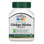 21st Century, Ginkgo Biloba Extract, Standardized, 60 mg, 60 Vegetarian Capsules