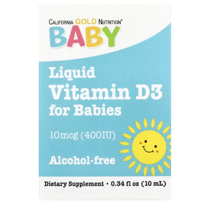 healthkoto-product-CGN-BD010 California Gold Nutrition, Baby Vitamin D3 Drops, 10 mcg (400 IU), 0.34 fl oz (10 ml) - Image 1