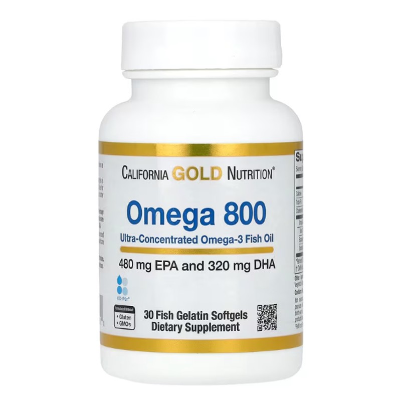 healthkoto-product-CGN-OF030 California Gold Nutrition, Omega 800 Pharmaceutical Grade Fish Oil, 80% EPA/DHA, Triglyceride Form, 1,000 mg, 30 Fish Gelatin Softgels - Image 1