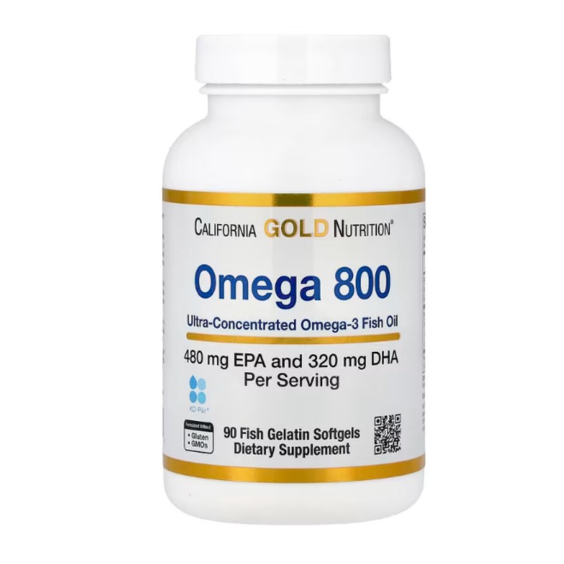 healthkoto-product-CGN-OF090 California Gold Nutrition, Omega 800 Pharmaceutical Grade Fish Oil, 80% EPA/DHA, Triglyceride Form, 1,000 mg, 90 Fish Gelatin Softgels - Image 1