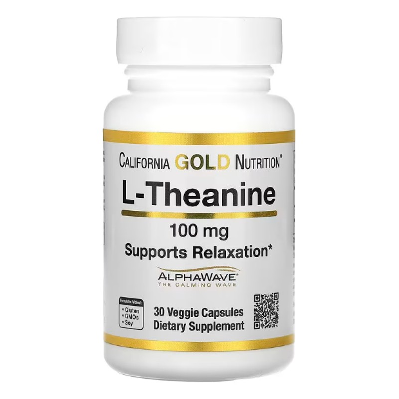 healthkoto-product-CGN-TA130 California Gold Nutrition, L-Theanine, AlphaWave, Supports Relaxation, Calm Focus, 100 mg, 30 Veggie Capsules - Image 1