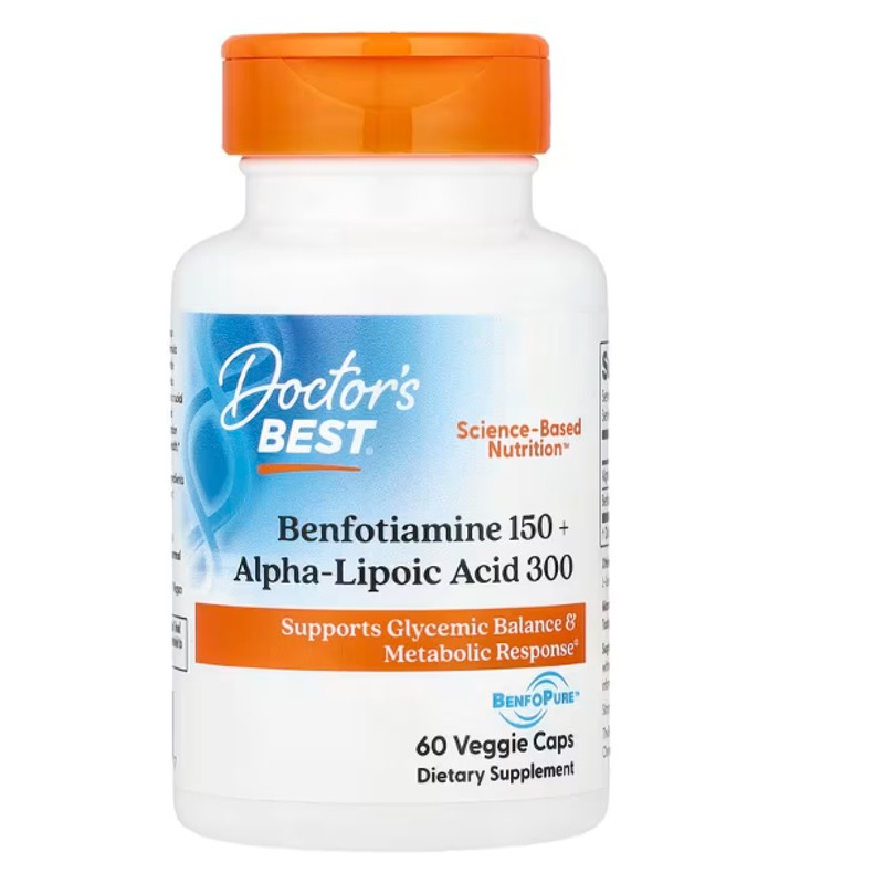healthkoto-product-DRB-BA060 Doctor's Best, Benfotiamine 150+, Alpha-Lipoic Acid 300, 60 Veggie Caps - Image 1