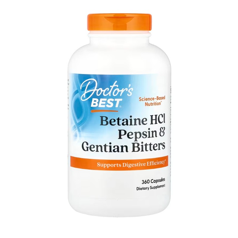healthkoto-product-DRB-BH360 Doctor's Best, Betaine HCI, Pepsin & Gentian Bitters, 360 Capsules - Image 1