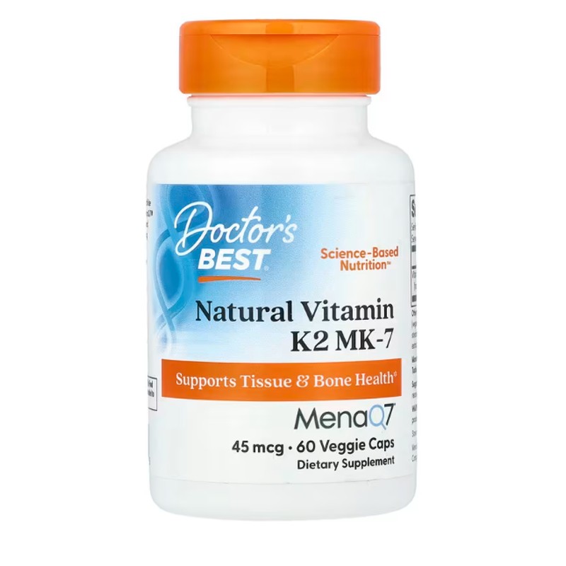 healthkoto-product-DRB-KM060 Doctor's Best, Natural Vitamin K2 MK-7 with MenaQ7, 45 mcg, 60 Veggie Caps - Image 1