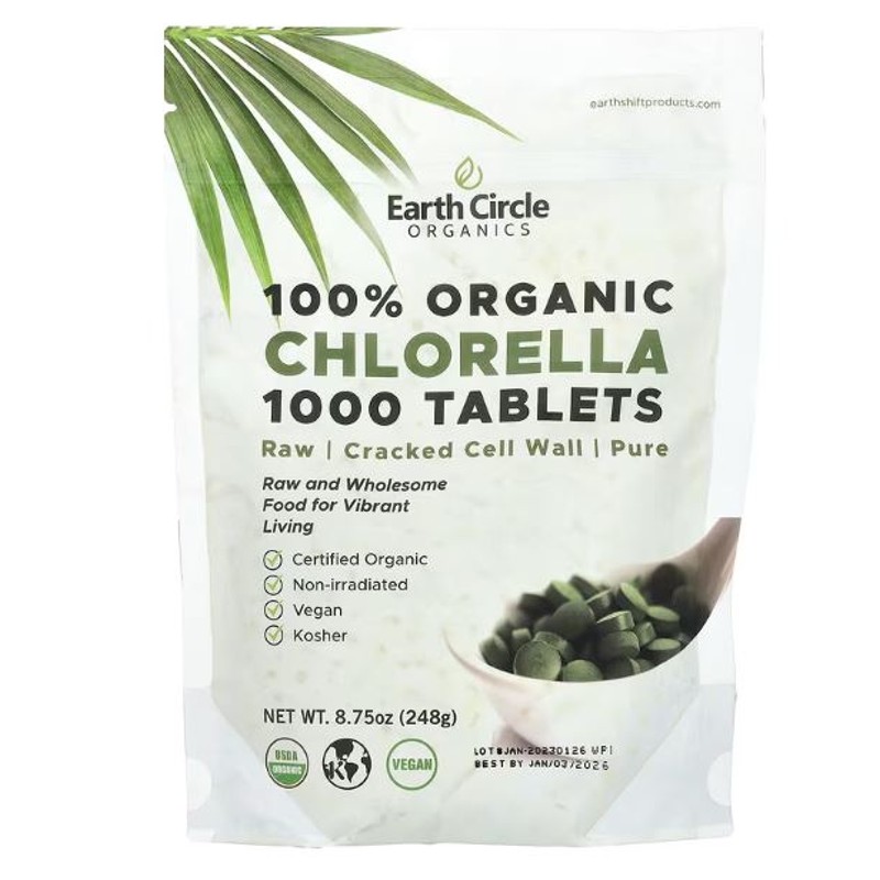 healthkoto-product-EOR-CT248 Earth Circle Organics, 100% Organic Chlorella Tablets, 1000 Tablets, 8.75.oz (248 g) - Image 1