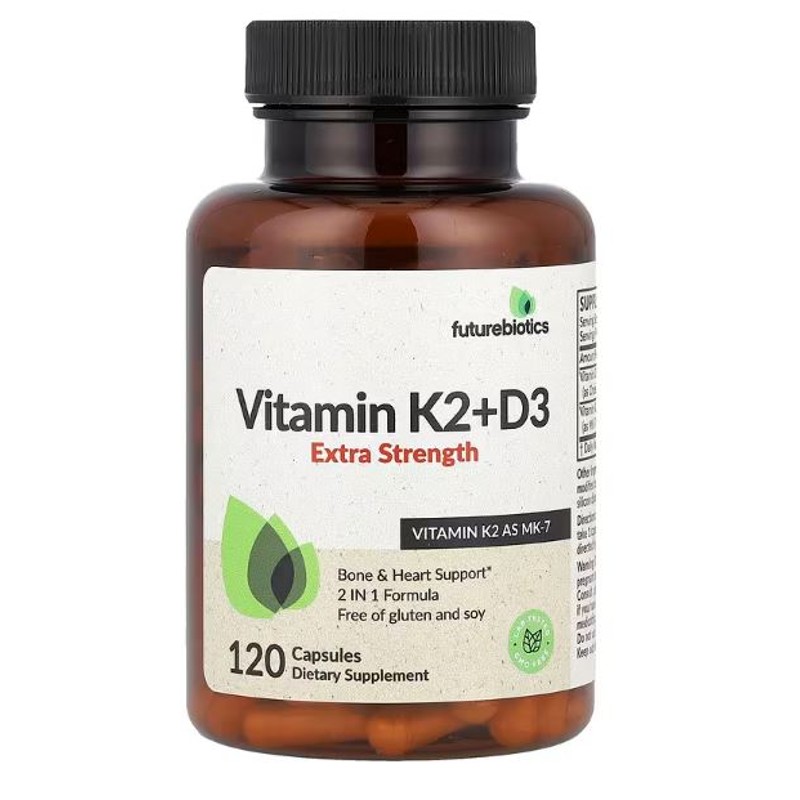 healthkoto-product-FBS-VK120 Futurebiotics, Vitamin K2 + D3, Extra Strength, 120 Capsules - Image 1