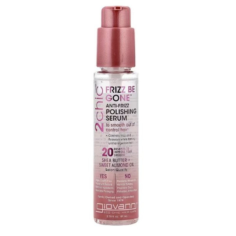 healthkoto-product-GIO-FB081 Giovanni, 2chic, Frizz Be Gone™ Anti-Frizz Polishing Serum, Shea Butter + Sweet Almond Oil, 2.75 fl oz (81 ml) - Image 1