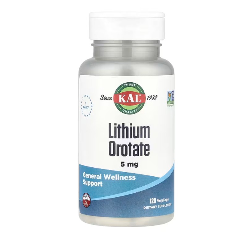 healthkoto-product-KAL-LO120 KAL, Lithium Orotate, 5 mg, 120 VegCaps - Image 1