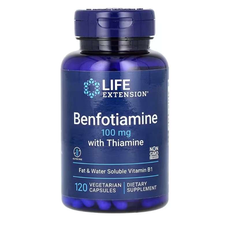 healthkoto-product-LEX-BT120 Life Extension, Benfotiamine with Thiamine, 100 mg, 120 Vegetarian Capsules - Image 1