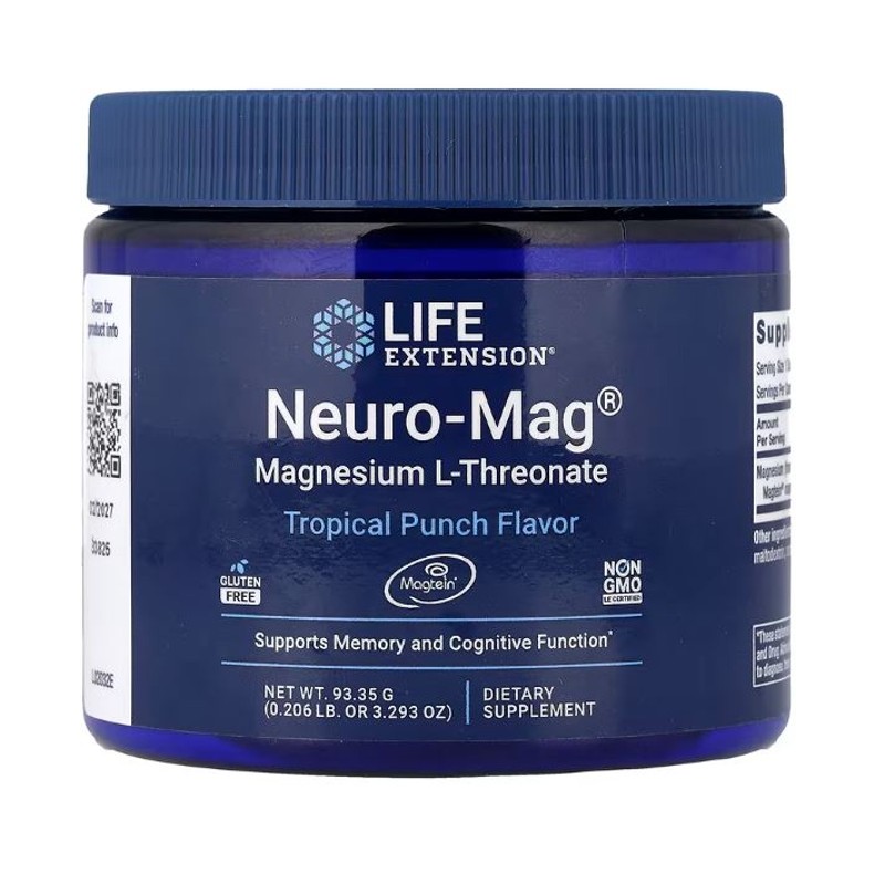 healthkoto-product-LEX-MM206 Life Extension, Neuro-Mag Magnesium L-Threonate, Tropical Punch , 3.293 oz (93.35 g) - Image 1