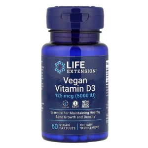Life Extension, Vegan Vitamin D3, 125 mcg (5000 IU), 60 Vegan Capsules