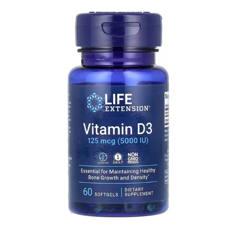 healthkoto-product-LEX-VD560 Life Extension, Vitamin D3, 125 mcg (5,000 IU), 60 Softgels - Image 1
