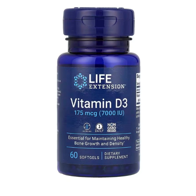 healthkoto-product-LEX-VD760 Life Extension, Vitamin D3, 175 mcg (7,000 IU), 60 Softgels - Image 1