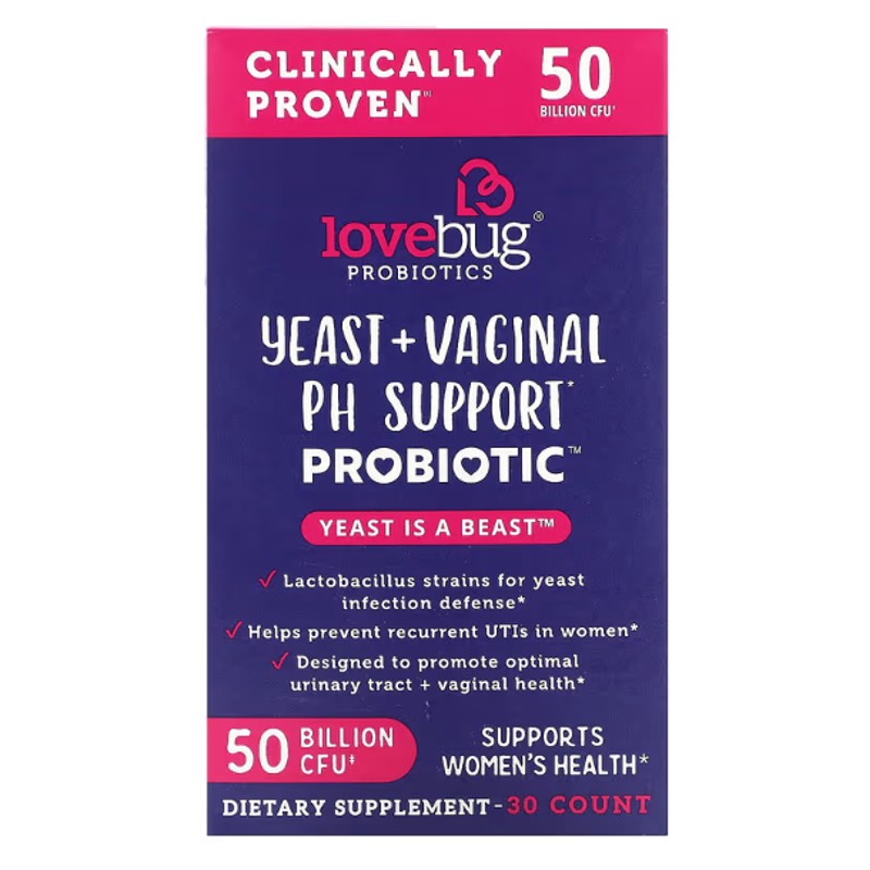 healthkoto-product-LVB-VS030 LoveBug Probiotics, Yeast + Vaginal PH Support Probiotic, 50 Billion CFU, 30 Count - Image 1