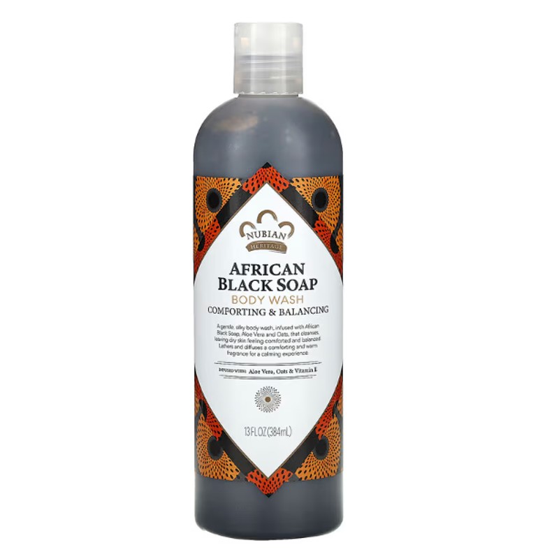 healthkoto-product-NBH-AB384 Nubian Heritage, African Black Soap, Body Wash, 13 fl oz (384 ml) - Image 1
