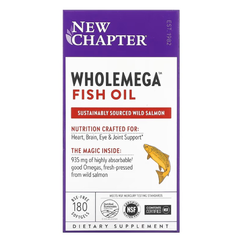 healthkoto-product-NCR-FO180 New Chapter, Wholemega Fish Oil, 180 Softgels - Image 1