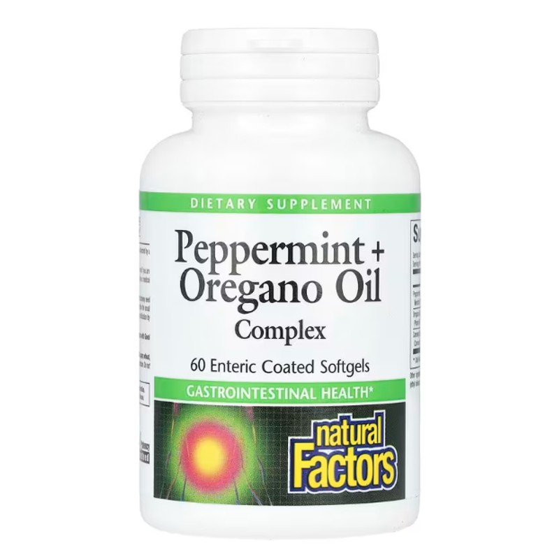 healthkoto-product-NFS-PO060 Natural Factors, Peppermint + Oregano Oil Complex, 60 Enteric Coated Softgels - Image 1