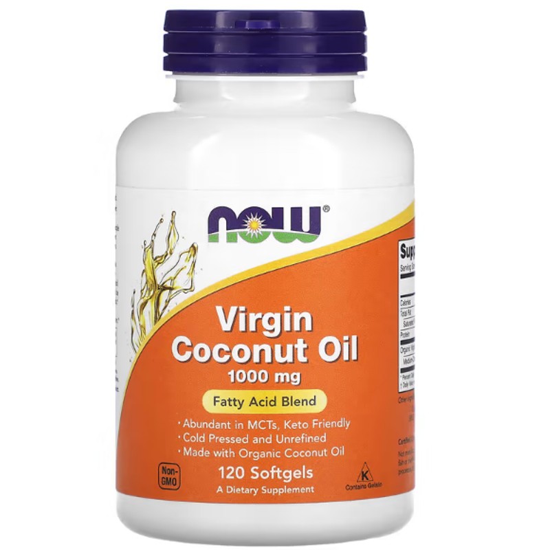 healthkoto-product-NOW-CO120 Now Foods, Virgin Coconut Oil, 1,000 mg, 120 Softgels - Image 1