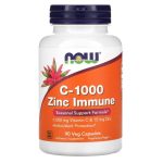 NOW Foods, C-1000 Zinc Immune, Vitamin C, 1,000 mg & Zinc, 15 mg , 90 Veg Capsules