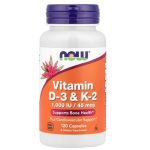 Now Foods, Vitamin D-3 & K-2, 1,000 IU / 45 mcg, 120 Veg Capsules
