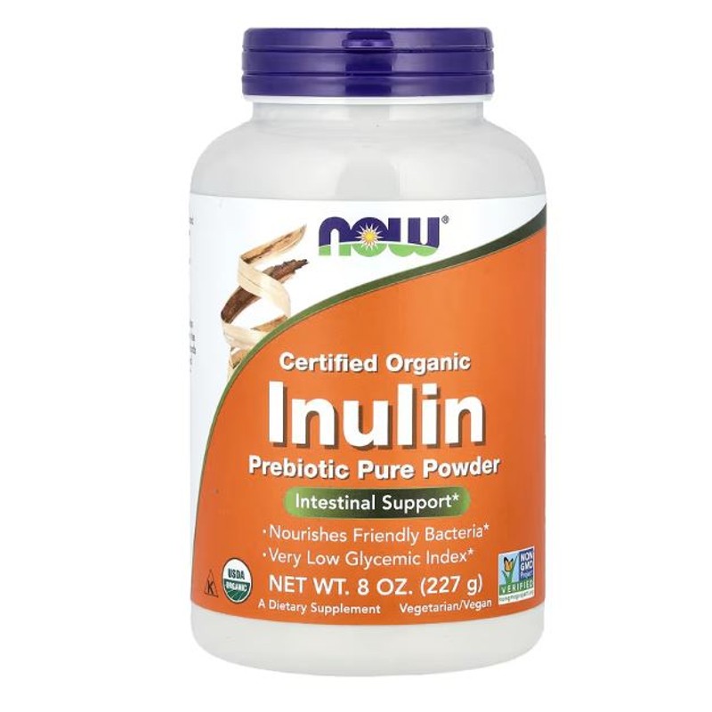 healthkoto-product-NOW-IO227 Now Foods, Certified Organic Inulin, Prebiotic Pure Powder, 8 oz (227 g) - Image 1