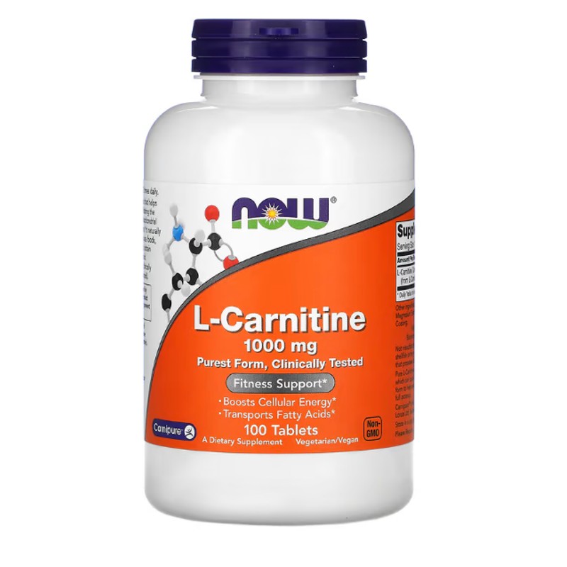 healthkoto-product-NOW-LC100 NOW Foods, L-Carnitine, 1000 mg, 100 Tablets - Image 1
