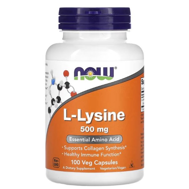 healthkoto-product-NOW-LL510 NOW Foods, L-Lysine, 500 mg, 100 Veg Capsules - Image 1