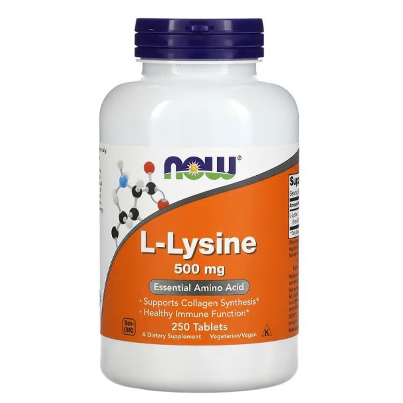 healthkoto-product-NOW-LT525 NOW Foods, L-Lysine, 500 mg, 250 Tablets - Image 1