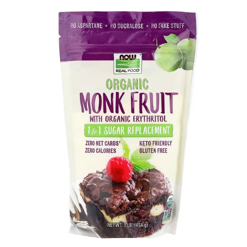 healthkoto-product-NOW-OM454 NOW Foods, Real Food, Organic Monk Fruit, 1-to-1 Sugar Replacement , 1 lb (454 g) - Image 1