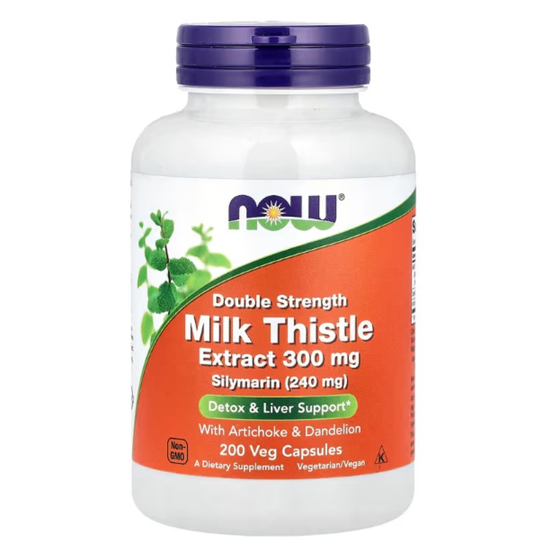 healthkoto-product-NOW-SM200 Now Foods, Silymarin, Milk Thistle Extract, Double Strength, 300 mg, 200 Veg Capsules - Image 1