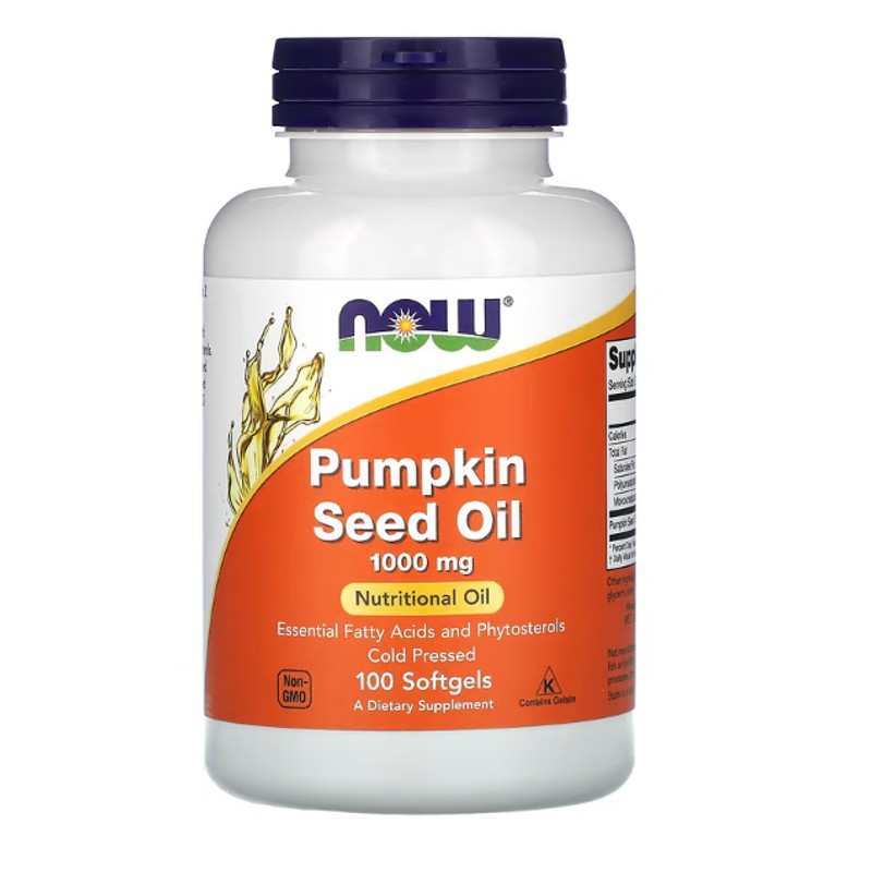 healthkoto-product-NOW-SO100 NOW Foods, Pumpkin Seed Oil, 1,000 mg, 100 Softgels (500 mg per Softgel) - Image 1