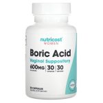 Nutricost, Women, Boric Acid, Vaginal Suppository, 600 mg , 60 Capsules