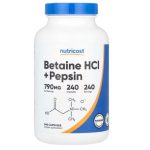Nutricost, Betaine HCl + Pepsin, 240 Capsules