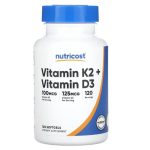 Nutricost, Vitamin K2 + Vitamin D3, 120 Softgels