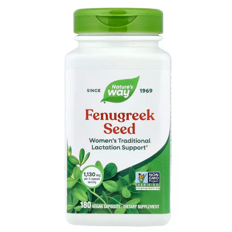 healthkoto-product-NWY-FK180 Nature's Way, Fenugreek Seed, 1,130 mg, 180 Vegan Capsules (565 mg Per Capsule) - Image 1
