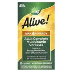 Nature's Way, Alive! Once Daily, Max6 Daily, Multi-Vitamin, 90 Capsules(with iron)