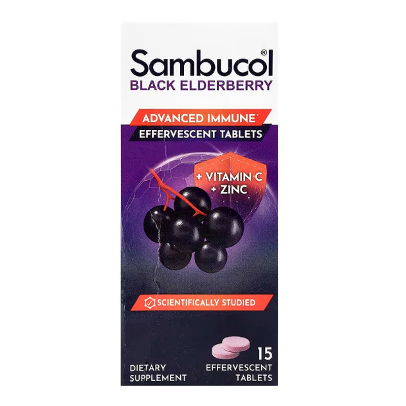 healthkoto-product-SBL-BE015 Sambucol, Black Elderberry, Effervescent Tablets + Vitamin C & Zinc, Age 4+, 15 Effervescent Tablets - Image 1