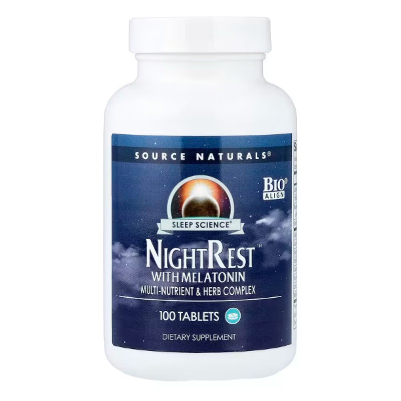 healthkoto-product-SNS-SS100 Source Naturals, Sleep Science, NightRest With Melatonin, 100 Tablets - Image 1