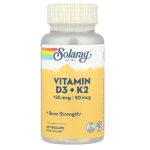 Solaray, Vitamin D3 + K2, 125 mcg (5,000 IU / 50 mcg) 60 Veg Capsules
