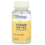 Solaray, Vitamin D3 + K2, 125 mcg (5,000 IU / 50 mcg) 120 Veg Capsules
