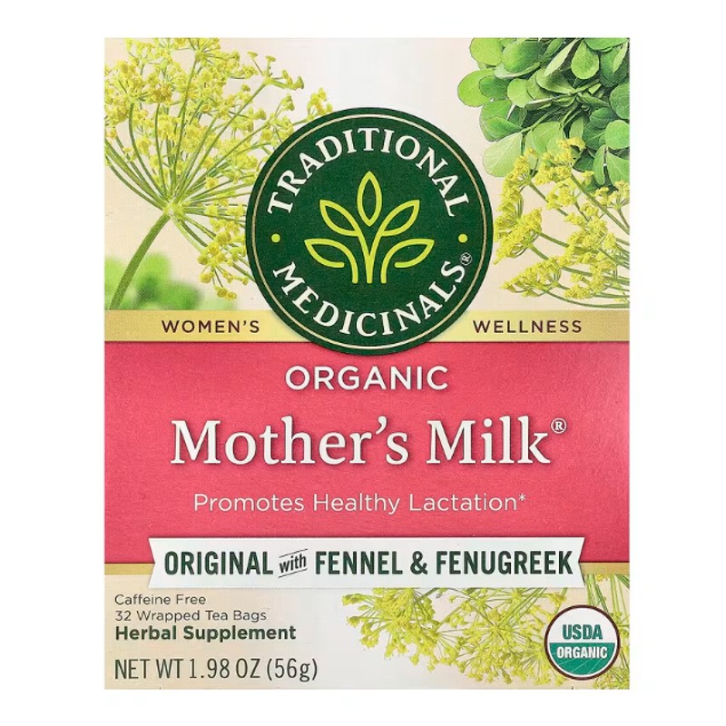 healthkoto-product-TRA-MM056 Traditional Medicinals, Organic Mother's Milk®, Original with Fennel & Fenugreek, Caffeine Free, 32 Wrapped Tea Bags, 1.98 oz (56 g) - Image 1